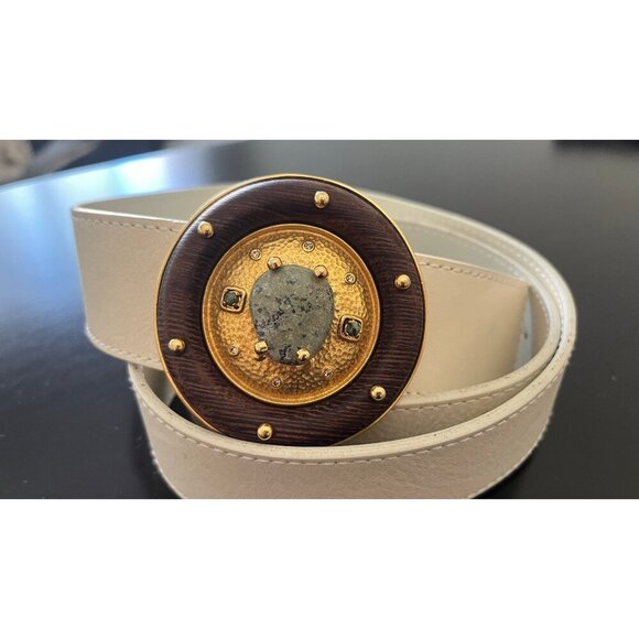 Valentino Garavani Accessories - AUTH VALENTINO GARAVANI PRECIOUS STONE BLUE DALMATION JASPER GRIPOIX BELT